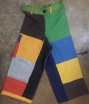 #ad Vintage Colorful Patchwork Pants Unique Design Custom Handmade $33.33