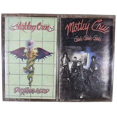 #ad 2 Vintage Motley Crue Dr Feelgood 1989 amp; Girls Girls Girls Cassette Tape Lot $9.99