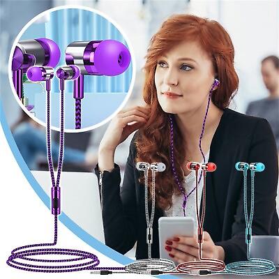 #ad 3.5mm With Microphone Bass Stereo In Ear Earphones Headphones Headset Earbuds $0.99
