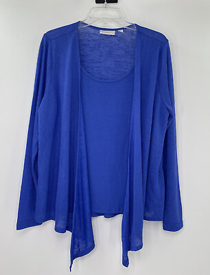 #ad Belle By Kim Gravel Women’s Royal Blue 2 In 1 Cardigan Piece Size Large $27.85