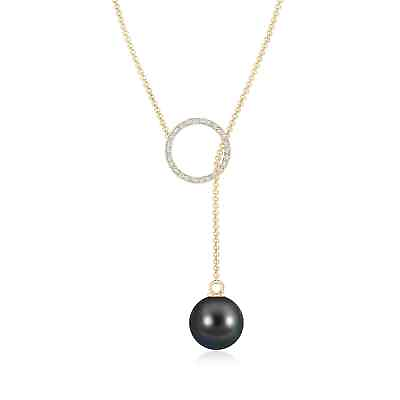 #ad ANGARA Tahitian Pearl Circle Lariat Necklace in 14K Solid Gold $593.10