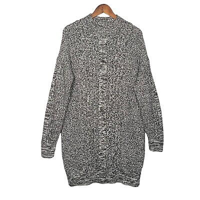 #ad Gap Cable Knit Sweater Dress Women Size XL Gray Long Sleeve Crew Neck $19.55