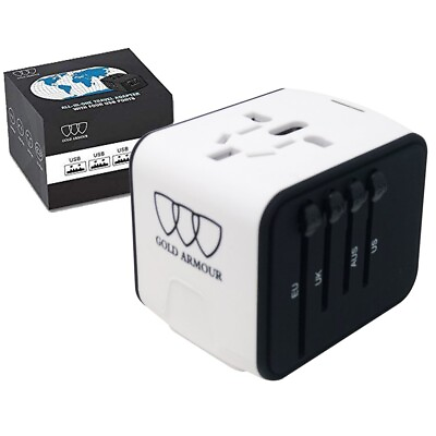 #ad International Travel Adapter Universal Power Adapter 2.4A 4xUSB European UK AUS $16.99