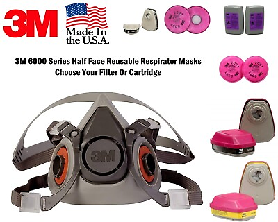 #ad 3M Reusable PPE Half Face Respirator Facepiece Mask W Filter Cartridge Option $17.05