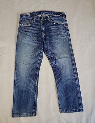 #ad Polo Ralph Lauren 867 Jeans Mens 36x27.5 Hampton Straight Blue Distressed Preppy $19.00