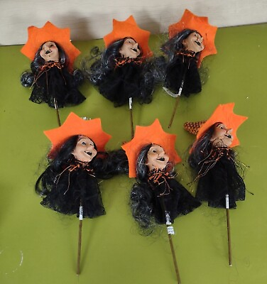 #ad Halloween Decor 6pc Witches Floral Pics. 8quot; tall. $10.00