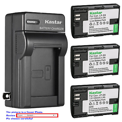 Kastar Battery AC Charger for Canon LP E6 LP E6N LC E6 Canon EOS 60D Camera $6.49