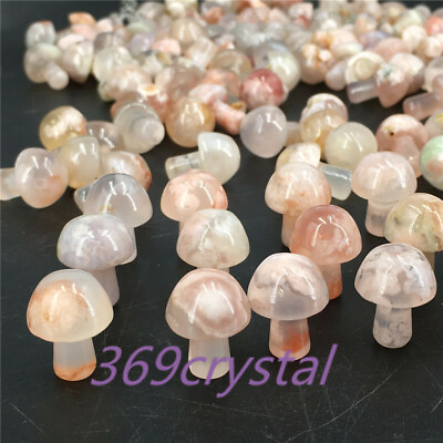 #ad 10pcs Natural mini Cherry Blossom Agate mushroom Quartz Crystal Gift Healing $18.99