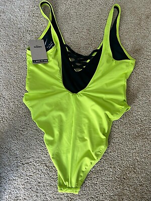 Nike Sneakerkini Women#x27;s U Back One Piece Bikini Size XL Atomic Green NWT $22.50