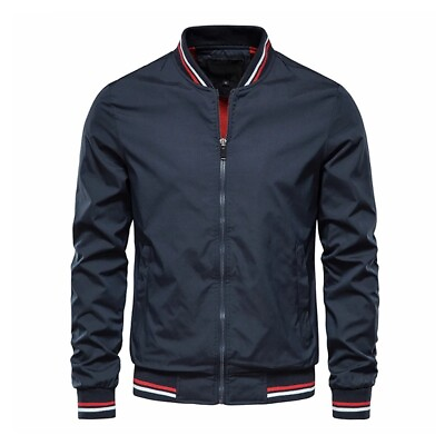 #ad Fashion Mens Jacket Black Zip Style M 4XL Size $36.99