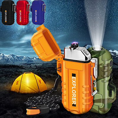 #ad Waterproof Electric Lighter Dual Arc Plasma Flameless Windproof USB Rechargeable $10.98