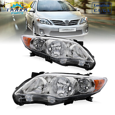 Headlights Pair For 2011 2012 2013 Toyota Corolla S XRS Chrome Headlamps RHLH $57.99