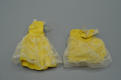 #ad Skipper Flower Girl #1904 Doll Clothing 1963 VTG Mattel Yellow Dress White Lace $34.99