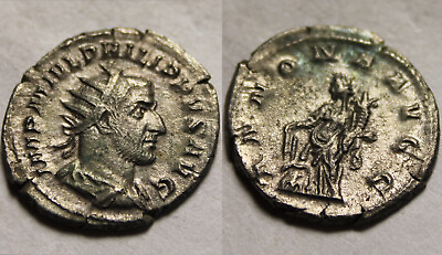 Genuine ancient Roman coin ANTONINIANUS Emperor Philip I the Arab; 244AD Anonna $132.00