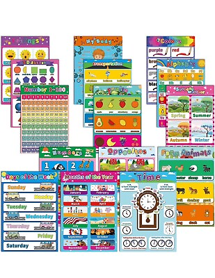 #ad 15 Pack Educational Preschool Posters for Toddlers amp; Kids 17“x12” Classroom $15.00